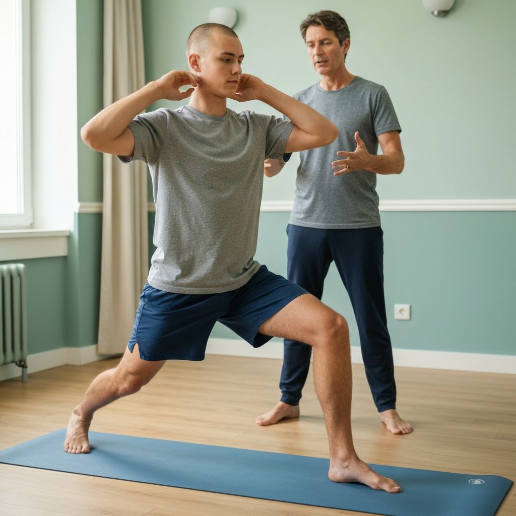 Client performing comfortable exercise with guidance