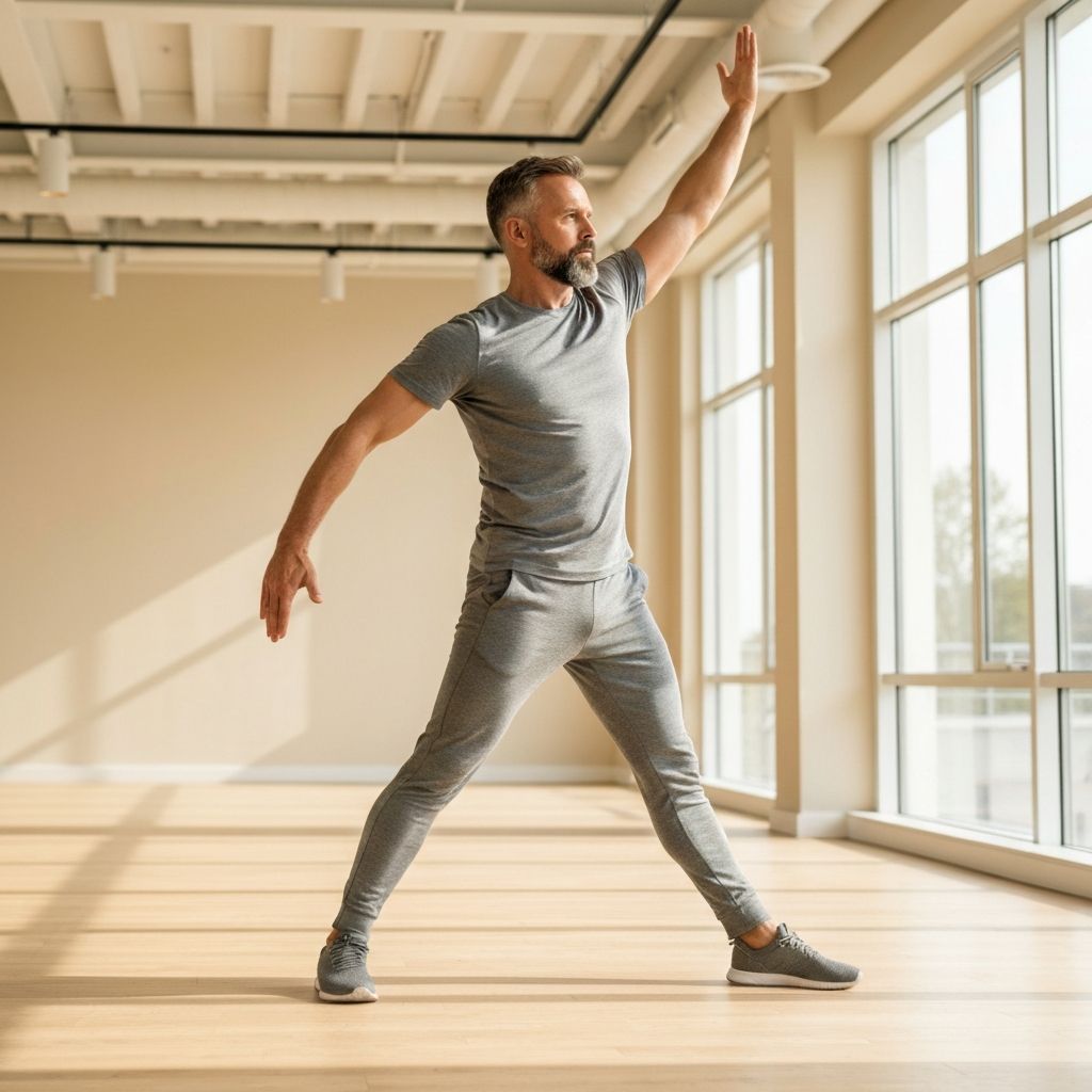 Person performing comfortable stretching exercise